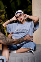 Camiseta Oversized Essentials - Azul Maya