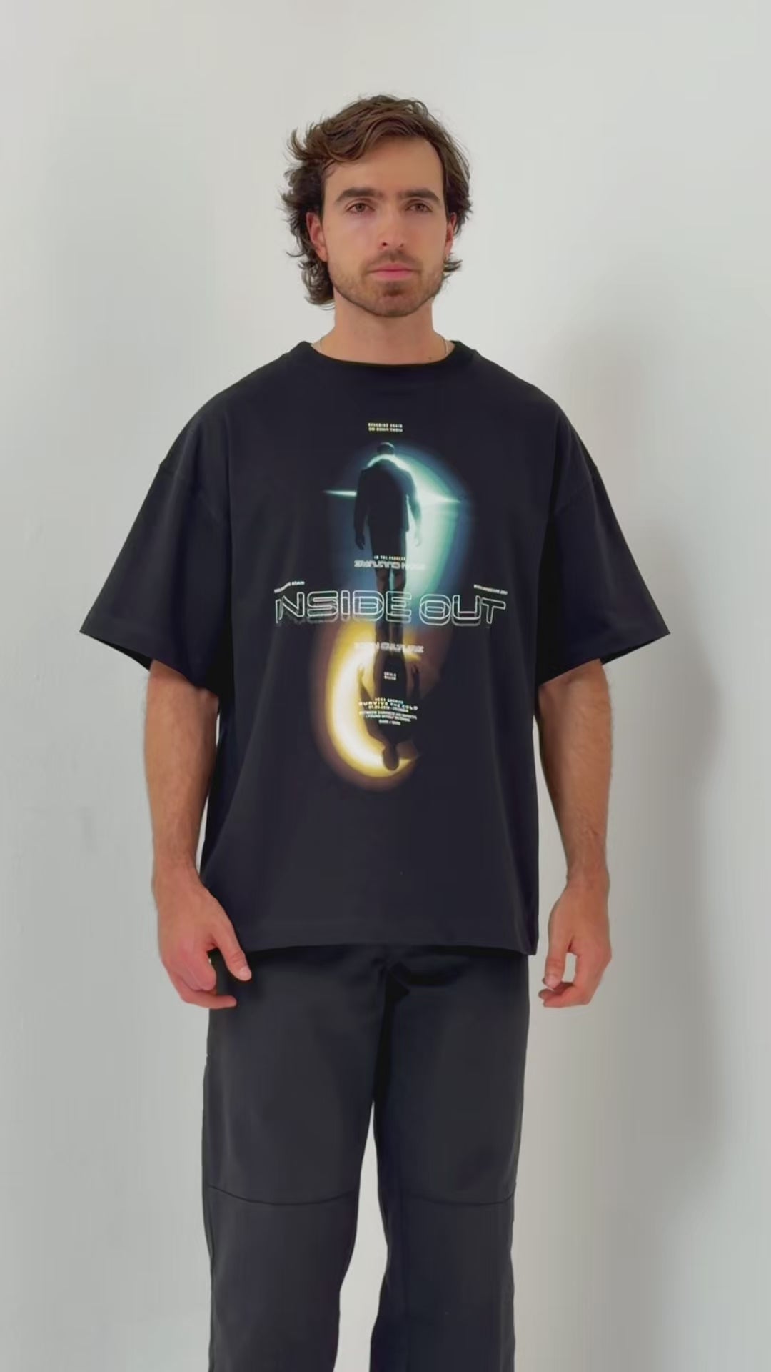 Camiseta Oversized Inside Out — DARK / WARM (Negro)
